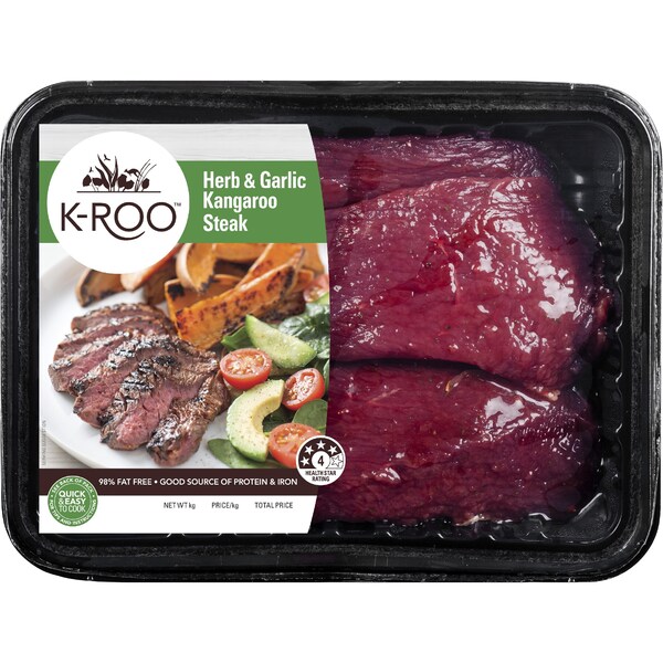 K-Roo Herb & Garlic Kangaroo Steaks 400g