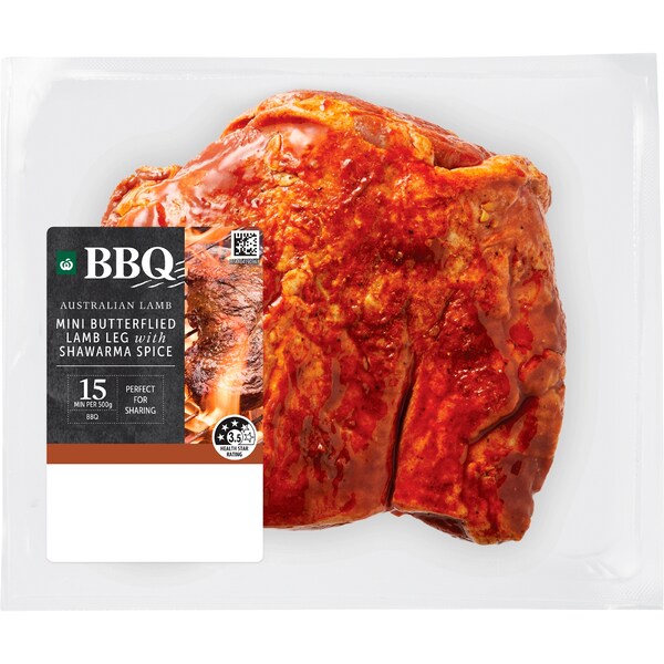 Woolworths BBQ Australian Butterflied Lamb Leg Shawarma 400g - 900g