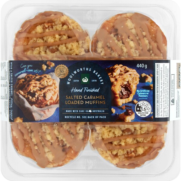 Woolworths Salted Caramel Loaded Muffin 4 pack