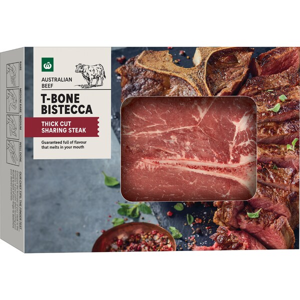 Woolworths Australian Beef T-Bone Bistecca Sharing Steak 500g - 1.2kg
