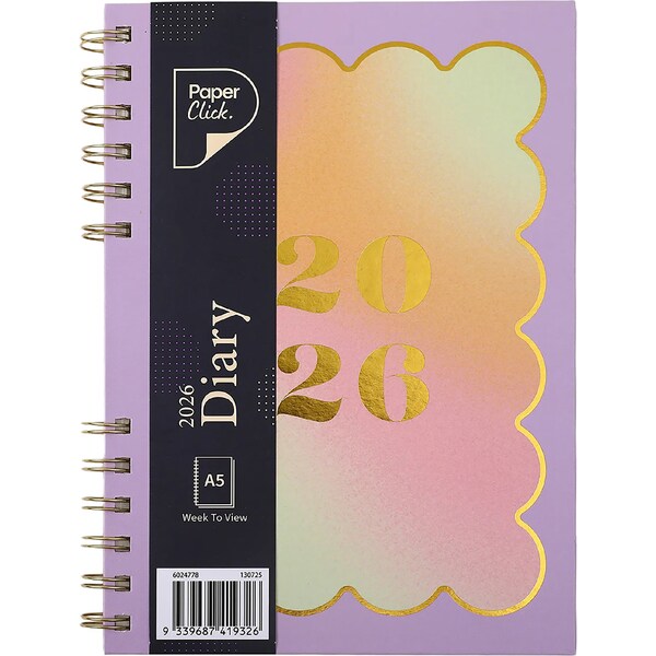 Paperclick A5 2026 Hardcover Spiral Diary Assorted each