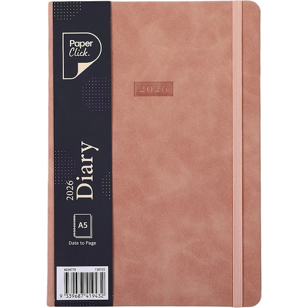 Paperclick A5 2026 Leather Look Diary Assorted each