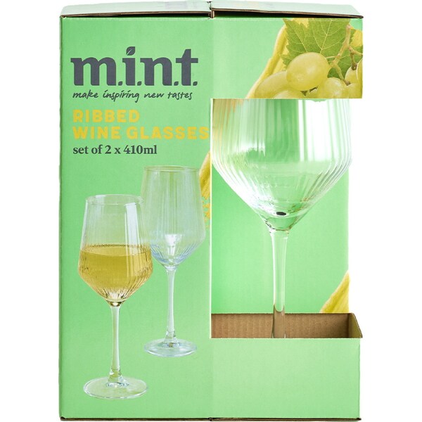 MINT Ribbed Wine Glass 2 pack