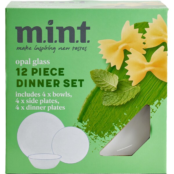 MINT Opal Glass Dinner Set 12 pack
