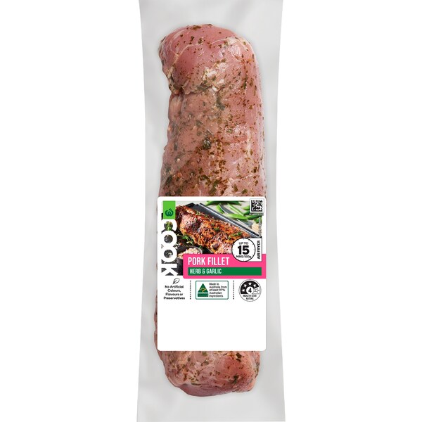 Woolworths COOK Pork Fillet Garlic & Herb 300g - 750g