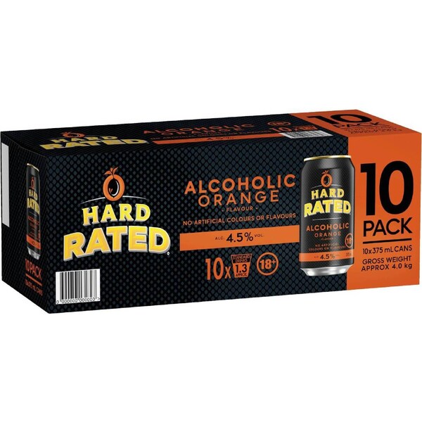 Hard Rated Orange Vodka Cans 375mL x 10 pack