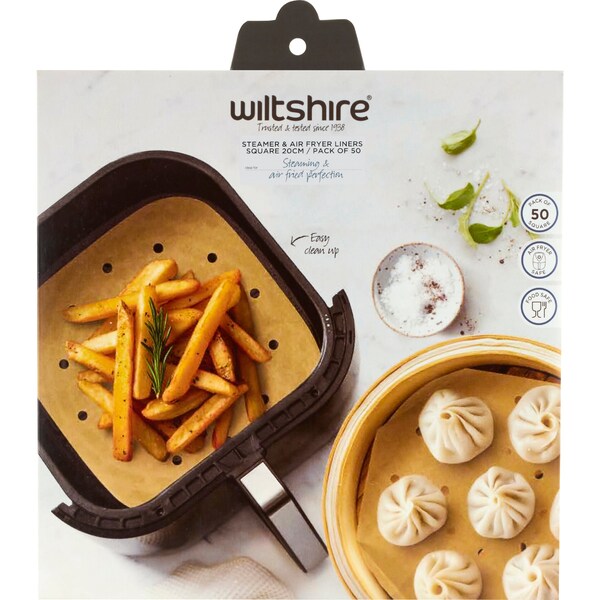 Wiltshire Steamer & Air Fryer Paper Liners 20cm Square 50 pack