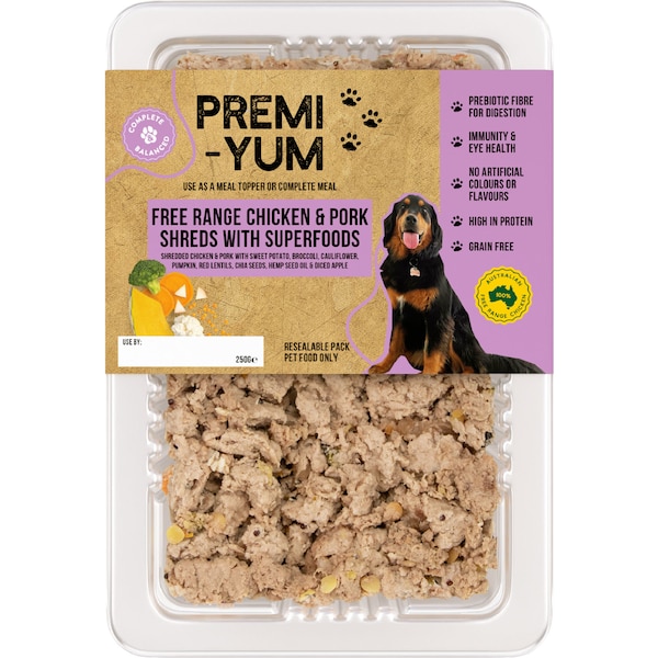 Premi-Yum Chilled Pork & Chicken Shreds With Superfoods 250g