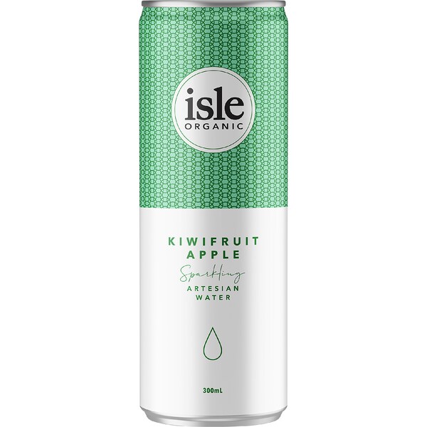 Isle Organic Sparkling Artesian Water Kiwifruit Apple 300mL