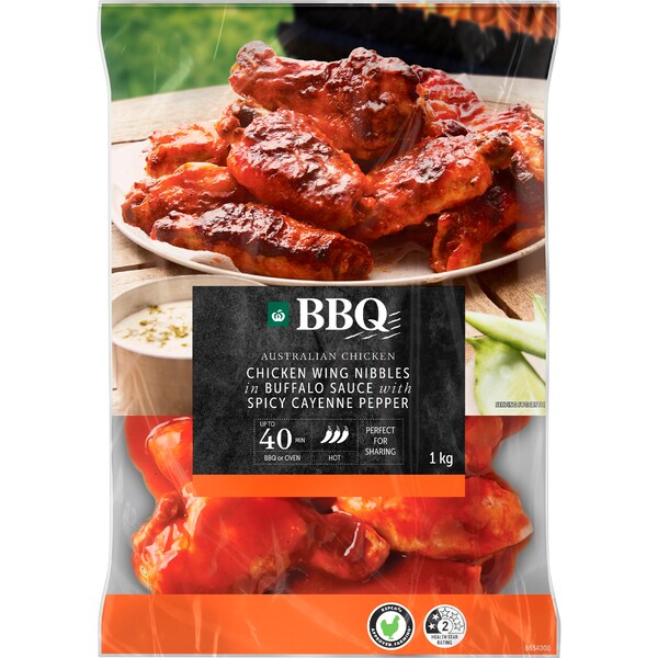 Woolworths BBQ Australian Chicken Wing Nibbles Buffalo Style 1kg