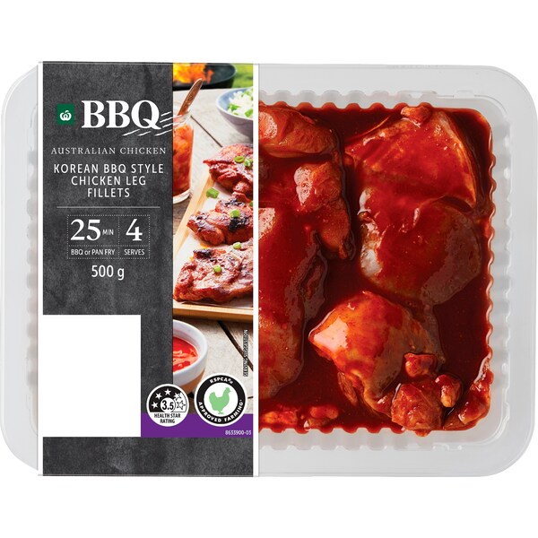 Woolworths BBQ Chicken Leg Fillets Korean BBQ 500g