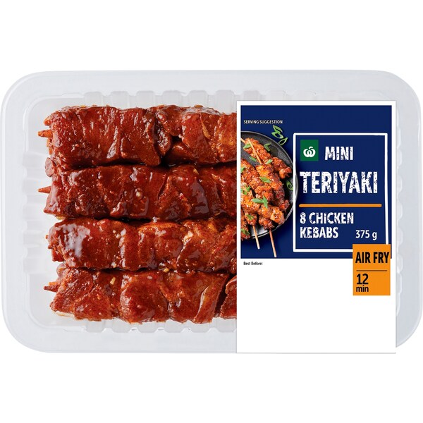 Woolworths 8 Mini Chicken Kebabs Teriyaki 375g