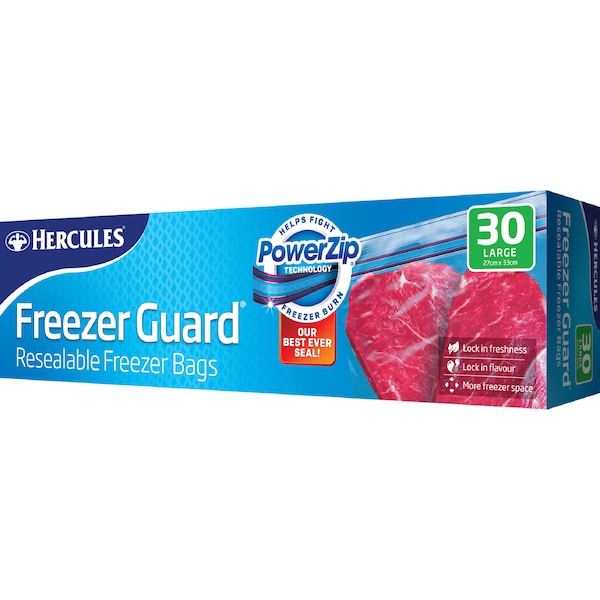 Hercules Freezer Guard Resealable Bags Large 30 pack