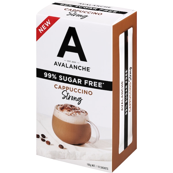 Avalanche 99% Sugar Free Coffee Sachets Strong Cappuccino 10 pack