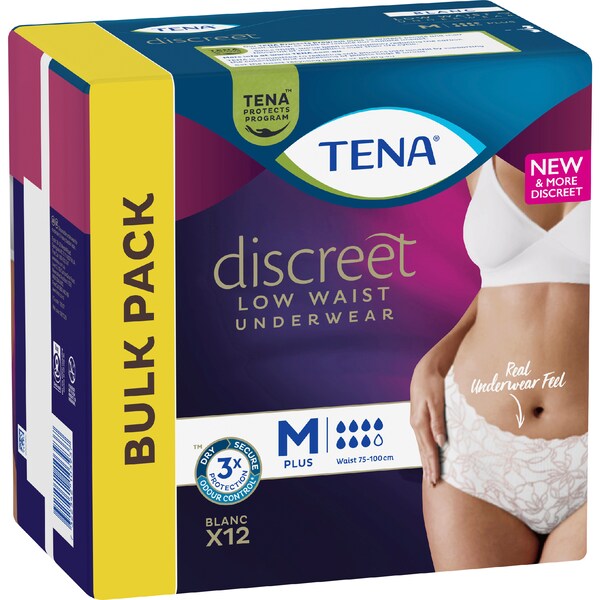 TENA Incontinence Pants Discreet Women Low Waist White Size M 8 pack