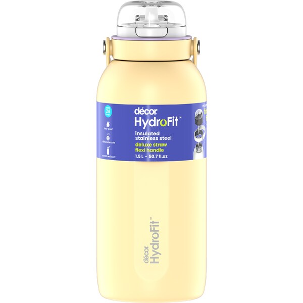 Decor Hydrofit Insulated Bottle Deluxe Straw Assorted 1.5L each