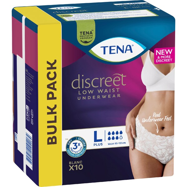 TENA Incontinence Pants Discreet Women Low Waist White Size L 8 pack