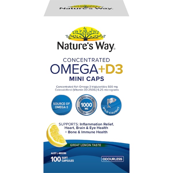 Nature's Way Concentrated Omega + D3 Mini Capsules 100 pack