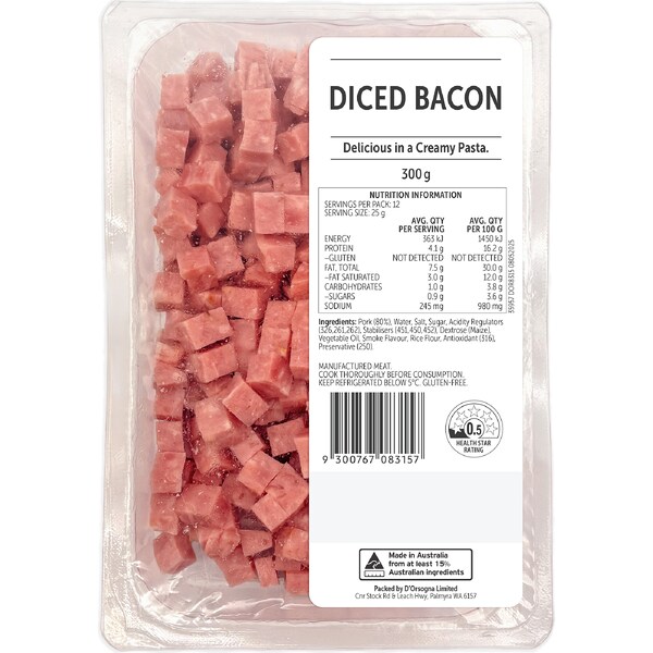Diced Bacon 300g