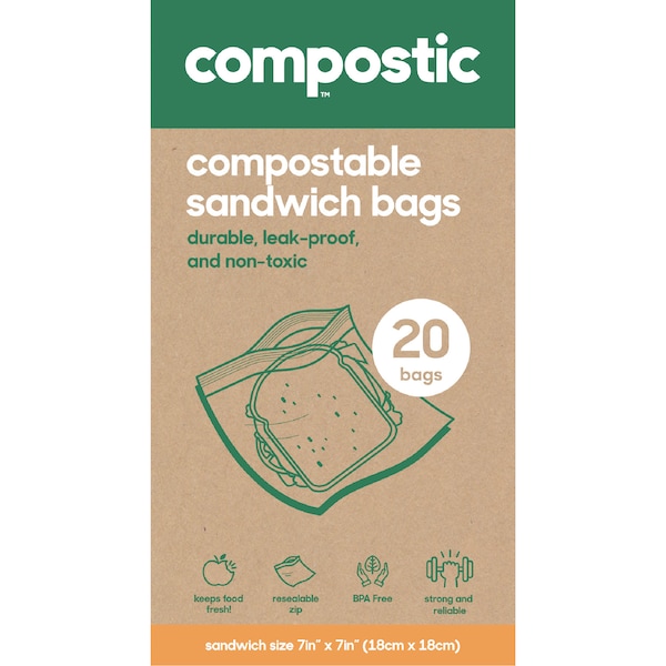 Compostic Compostable Sandwich Bags 20 pack