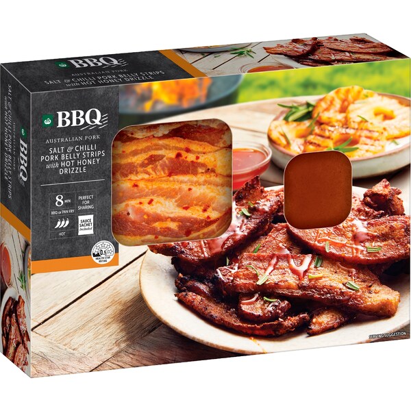 Woolworths BBQ Salt & Chilli Pork Belly Strips With Hot Honey 500g - 700g