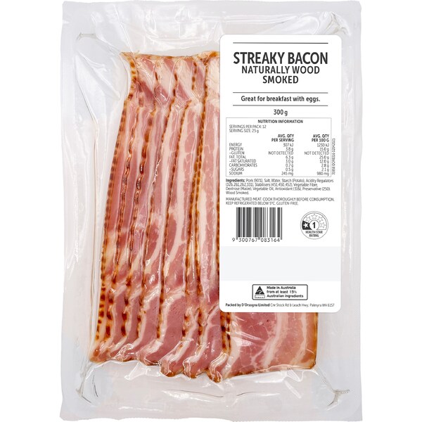 Streaky Bacon Naturally Wood Smoked 300g