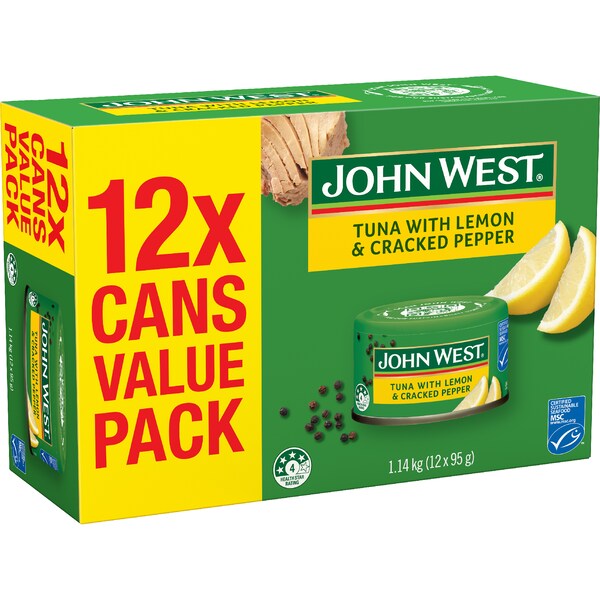 John West Tuna Tempters Lemon & Cracked Pepper Value 95g x 12 pack
