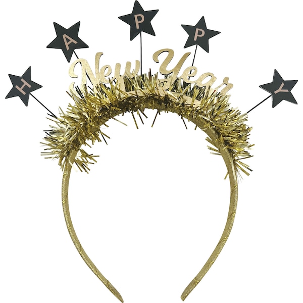 Whiz Pop Bang Happy New Year Headband Gold each