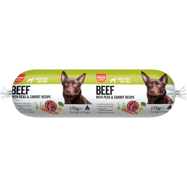 Prime Pantry Roll Dog Food Beef With Peas & Carrot 1.7kg