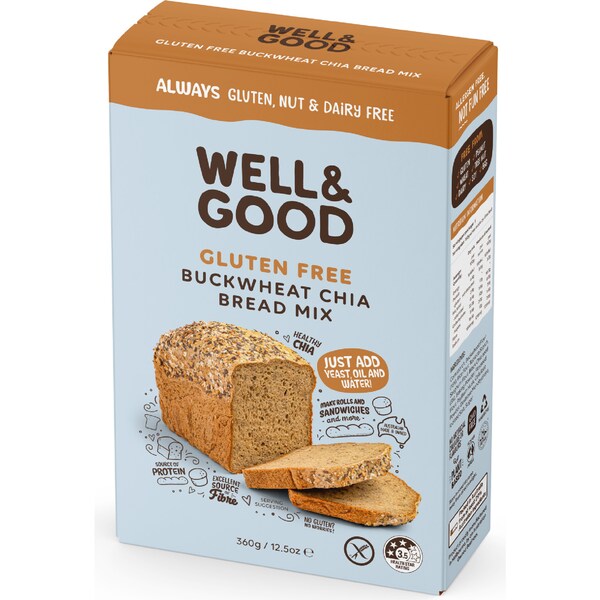 Well & Good Gluten Free Buckwheat Chia Bread Mix 360g