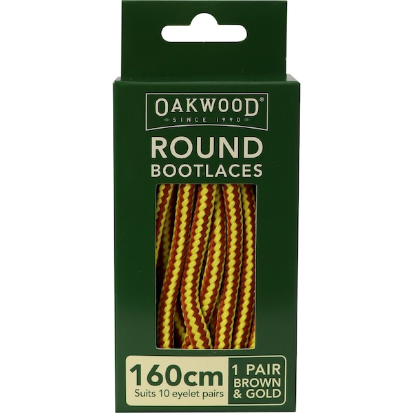 Oakwood Bootlaces Brown & Gold 160cm each