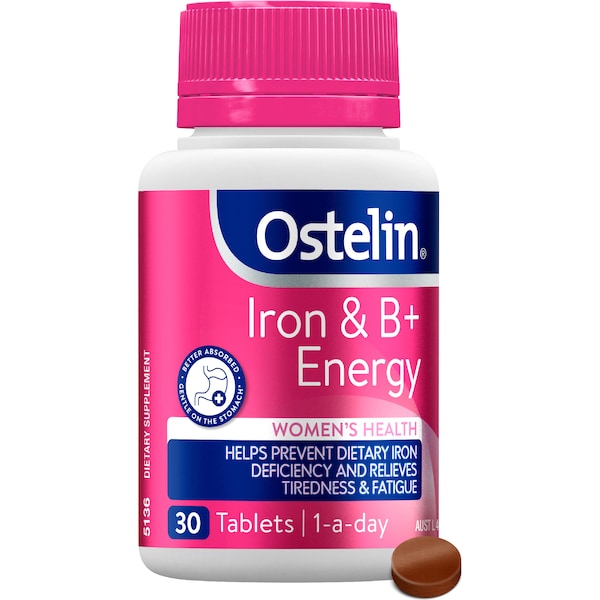 Ostelin Iron & B+ Energy Tablets 30 pack