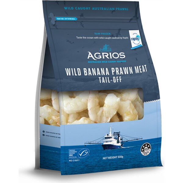 Agrios Wild Banana Prawn Meat Tail Off 500g