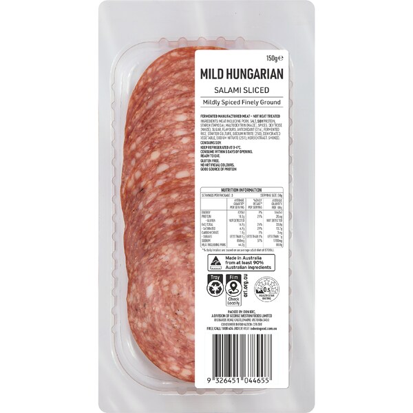 Mild Hungarian Salami Sliced 150g