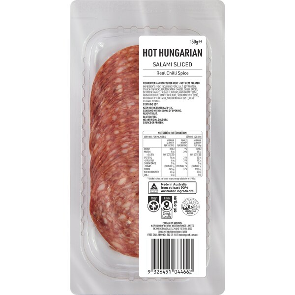 Hot Hungarian Salami Sliced 150g