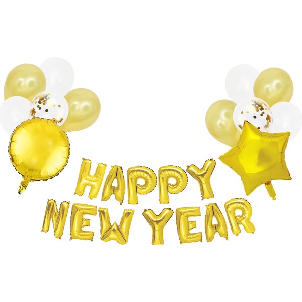 Mirabella Happy New Year Gold Balloon Set 24 pack