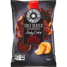 Red Rock Deli Chef Series Potato Chips Smoky Beef Ribs With BBQ Sauce 150g – Woolworths