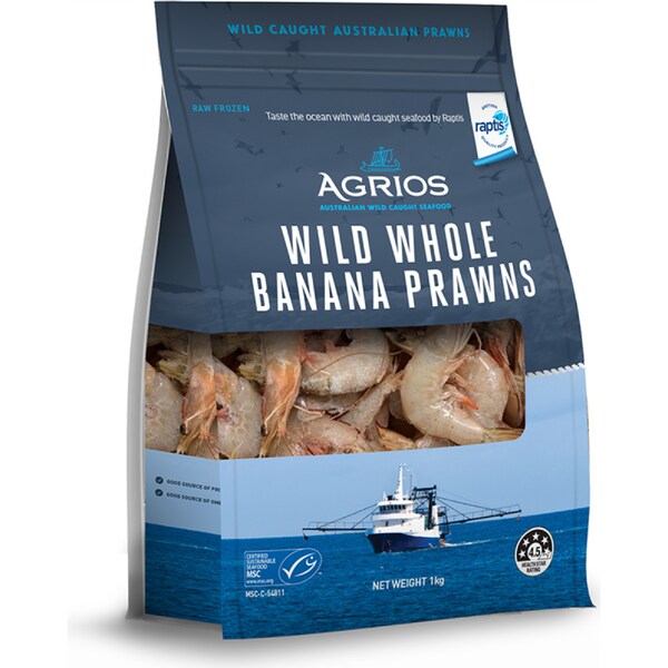 Agrios Wild Whole Banana Prawns 1kg
