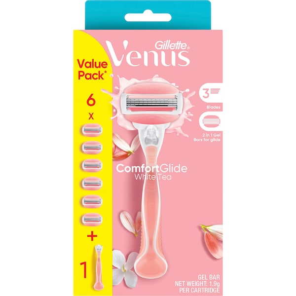 Gillette Venus Comfort Glide Razor White Tea & 6 Blades each