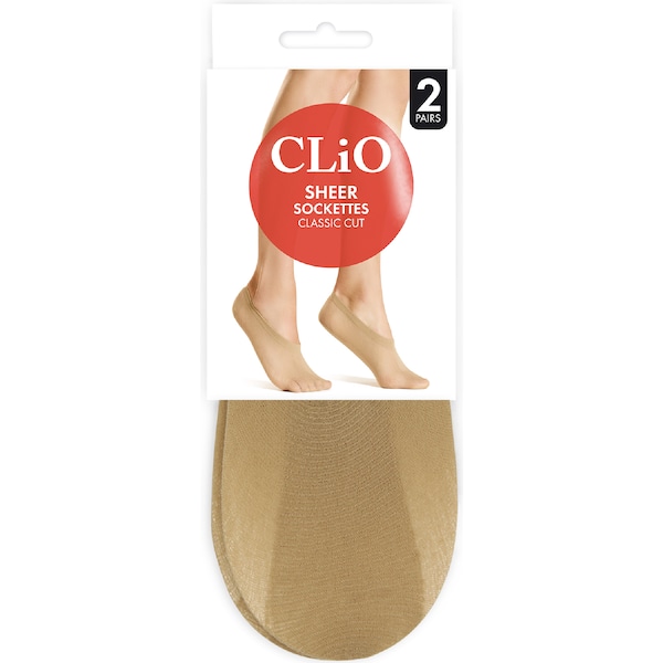 Clio Sheer Sockettes Classic Cut Natural 2 pack