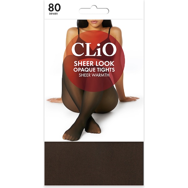 Clio Sheer Look Opaque Tights Black 80 Denier Size T/XT each