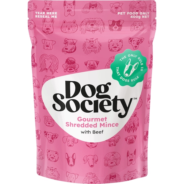 Dog Society Gourmet Shredded Mince With Beef Chilled Dog Food 400g