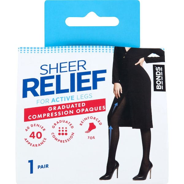 Bonds Sheer Relief Compression Hosiery 40 Denier Size T/XT each