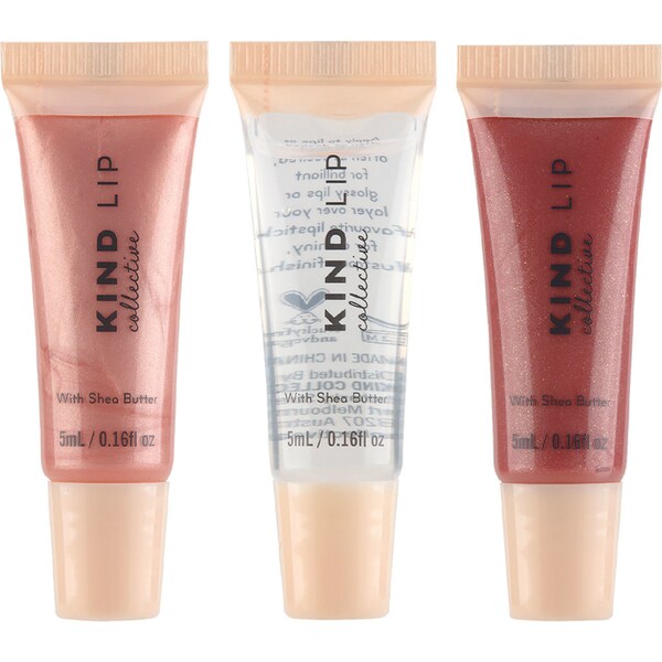 KIND Collective Mini Jelly Lips Gloss Go With Shea Butter 5mL x 3 pack