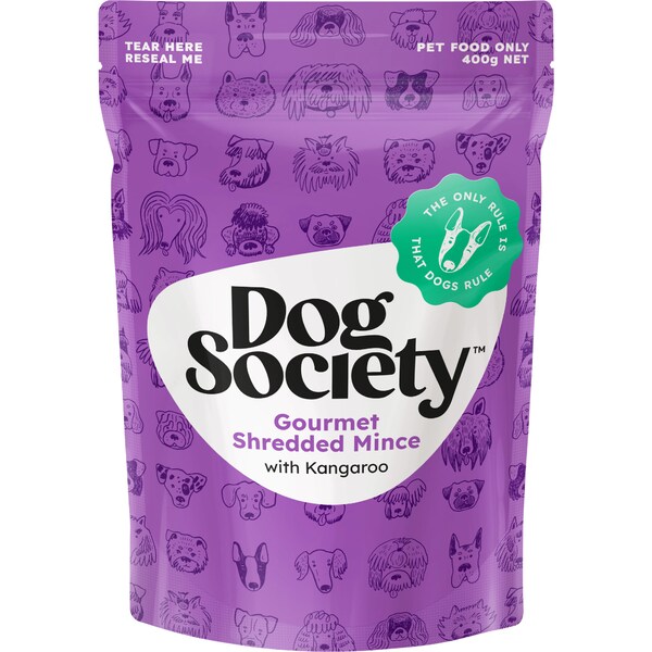 Dog Society Gourmet Shredded Mince With Kangaroo Chilled Dog Food 400g
