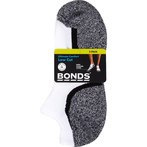 Bonds Mens Ultimate Comfort Lowcut Socks Size 6+ Assorted 2 pack