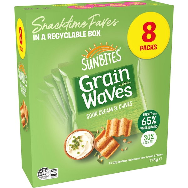 Sunbites Grainwaves Sour Cream & Chives Snacktime Multipack 8 pack