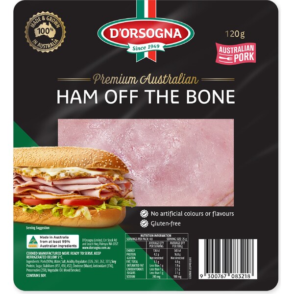 D'orsogna Premium Australian Ham Off The Bone Slices 120g