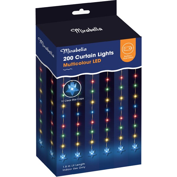 Mirabella 200 LED Curtain Lights Multicolour 1.8m each