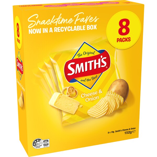 Smith's Potato Chips Kids' Lunchbox Multipack Cheese & Onion 8 pack